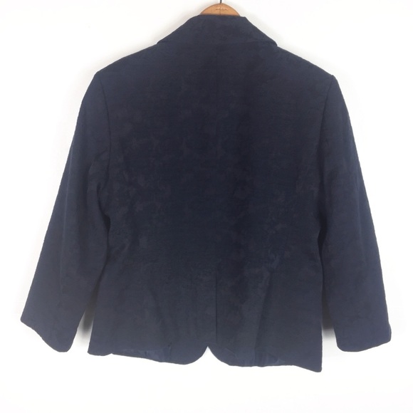 Ann Taylor Loft Navy Blue Floral Brocade Blazer - Picture 3 of 5